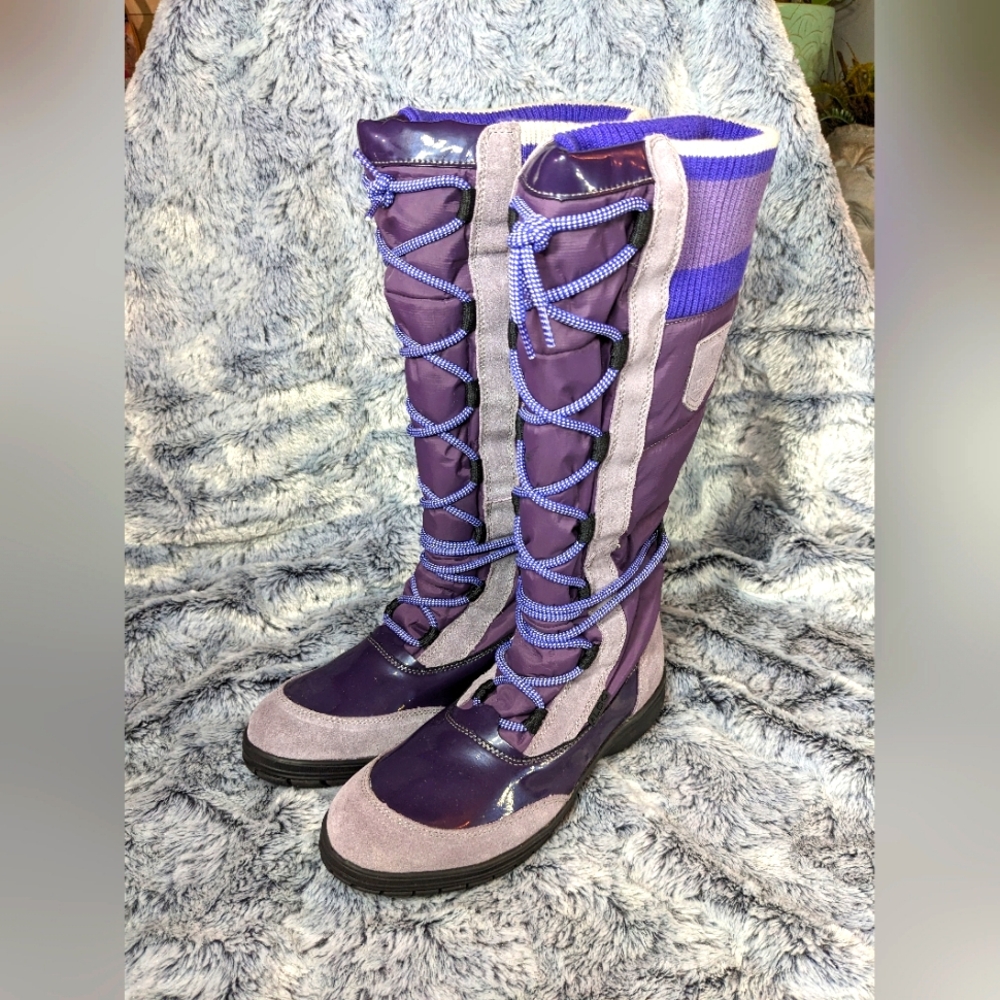 Aldo Under Knee Purple Winter Apres ski boots, Size 8, barely worn, slip on